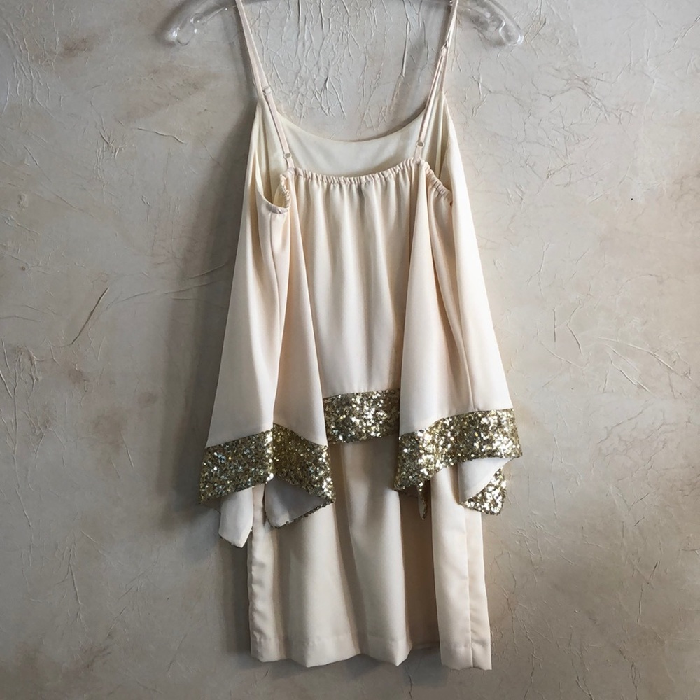 C. Luce Beige Dress w Gold Size S! - Picture 2 of 4